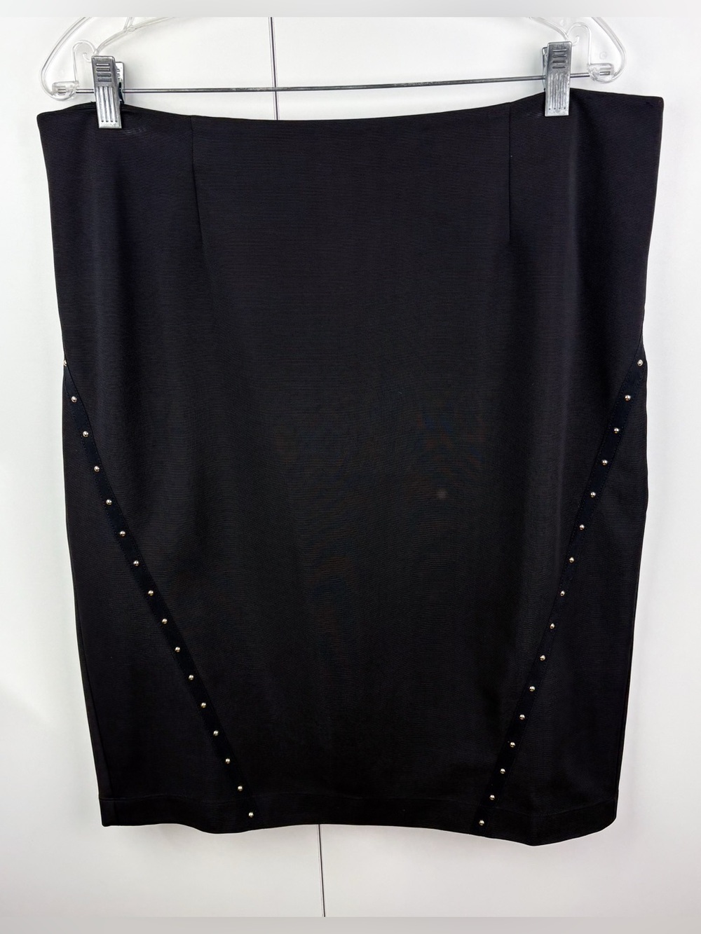 Chicos Studded Gold Black Above Knee Straight Pencil Skirt Career Office Work